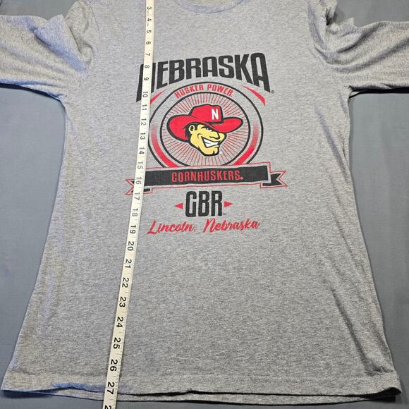 Nebraska Cornhuskers GBR Gray Shirt Long Sleeves Tee Logo Graphic Womens Size S - Picture 7 of 9